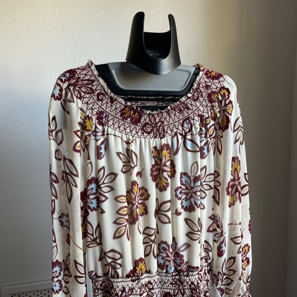 Tory Burch Indie Smocked Off-the-Shoulder Floral Silk Dress, Ivory - Picture 7 of 11